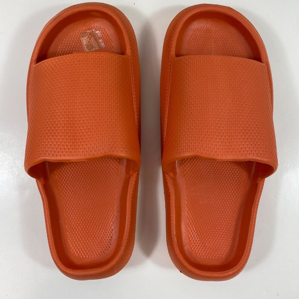 Unisex Orange Slide Sandals Non-Slip Shower Open Toe Lightweight Shoes Size 10